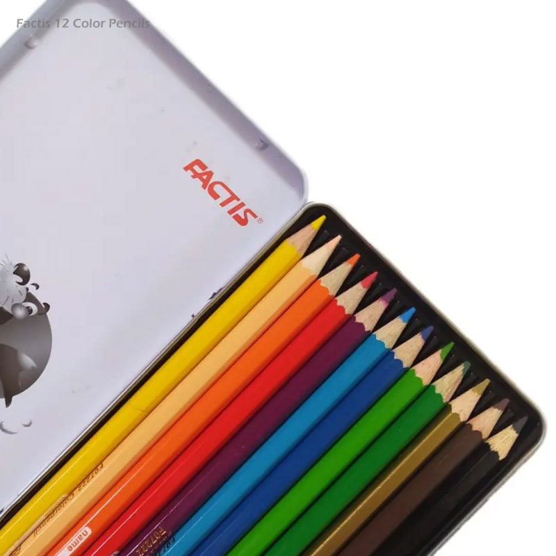 مداد رنگی 12 رنگ جعبه فلزی فکتیس
