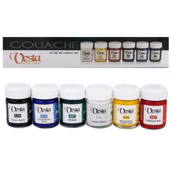 گواش 6 رنگ وستا حجم 30 سی سی کد 0286